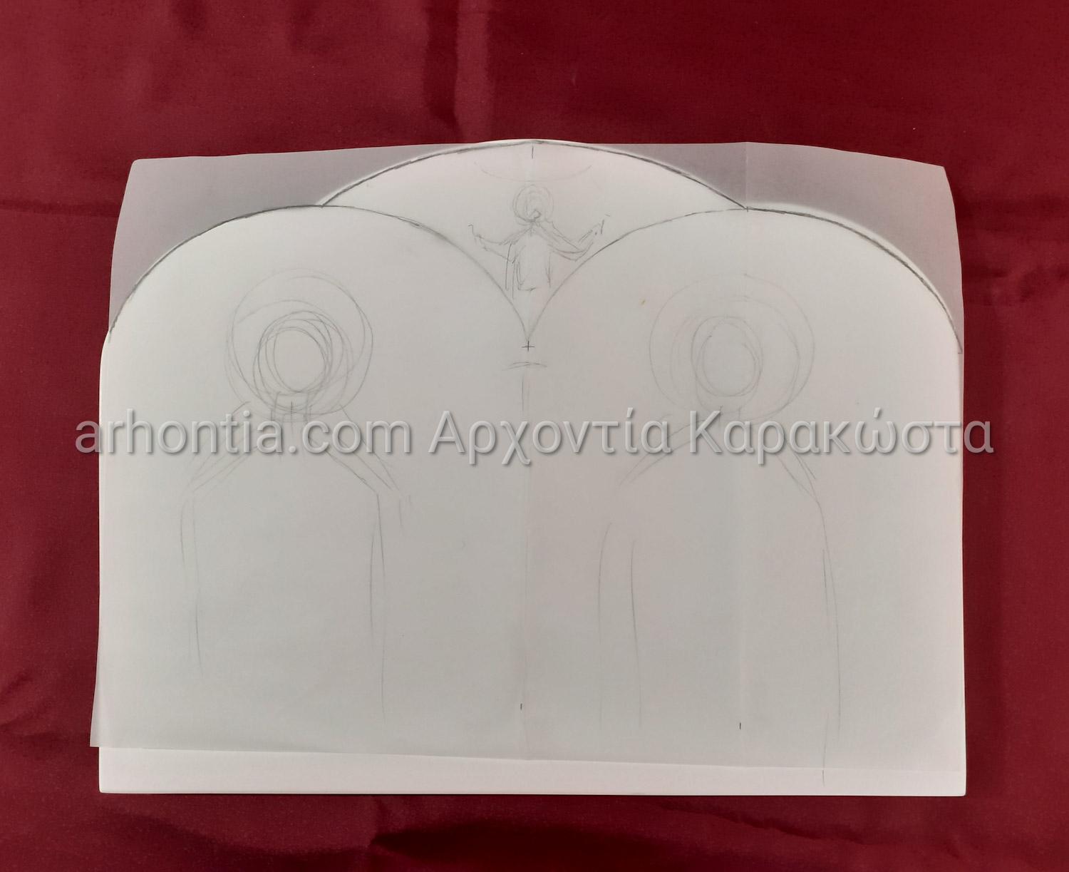 Ξύλο αγιογραφίας σχεδιασμένο για 2 ή 3 μορφές 31x42cm